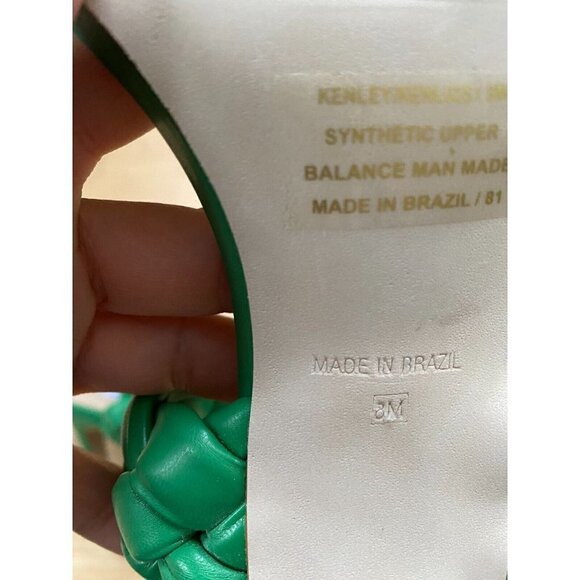 Steve Madden BNWOT "Kenley" Green Braid Stiletto Heel Sandals - Picture 5 of 8